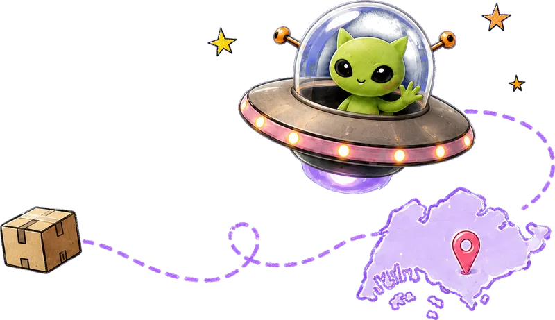 Alien UFO delivering a parcel across Singapore