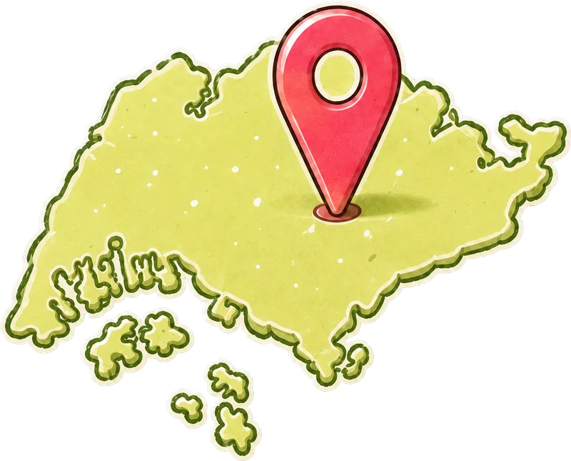 Map of Singapore with a location pin